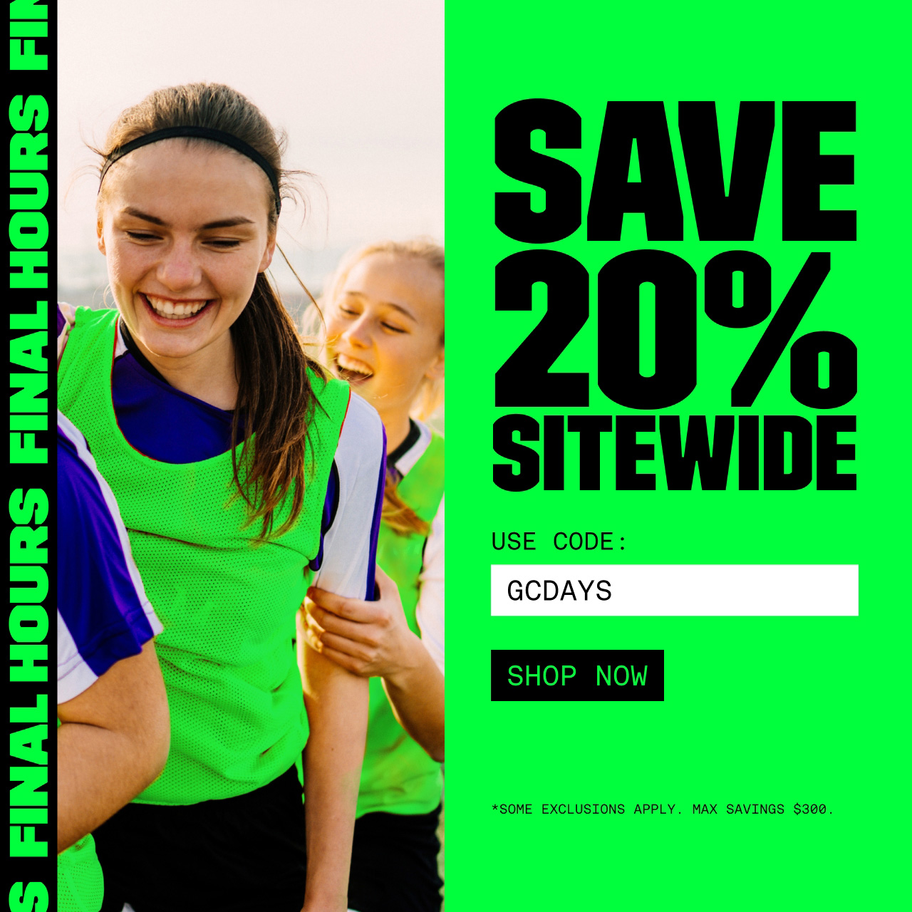 FINAL HOURS: 20% off sitewide