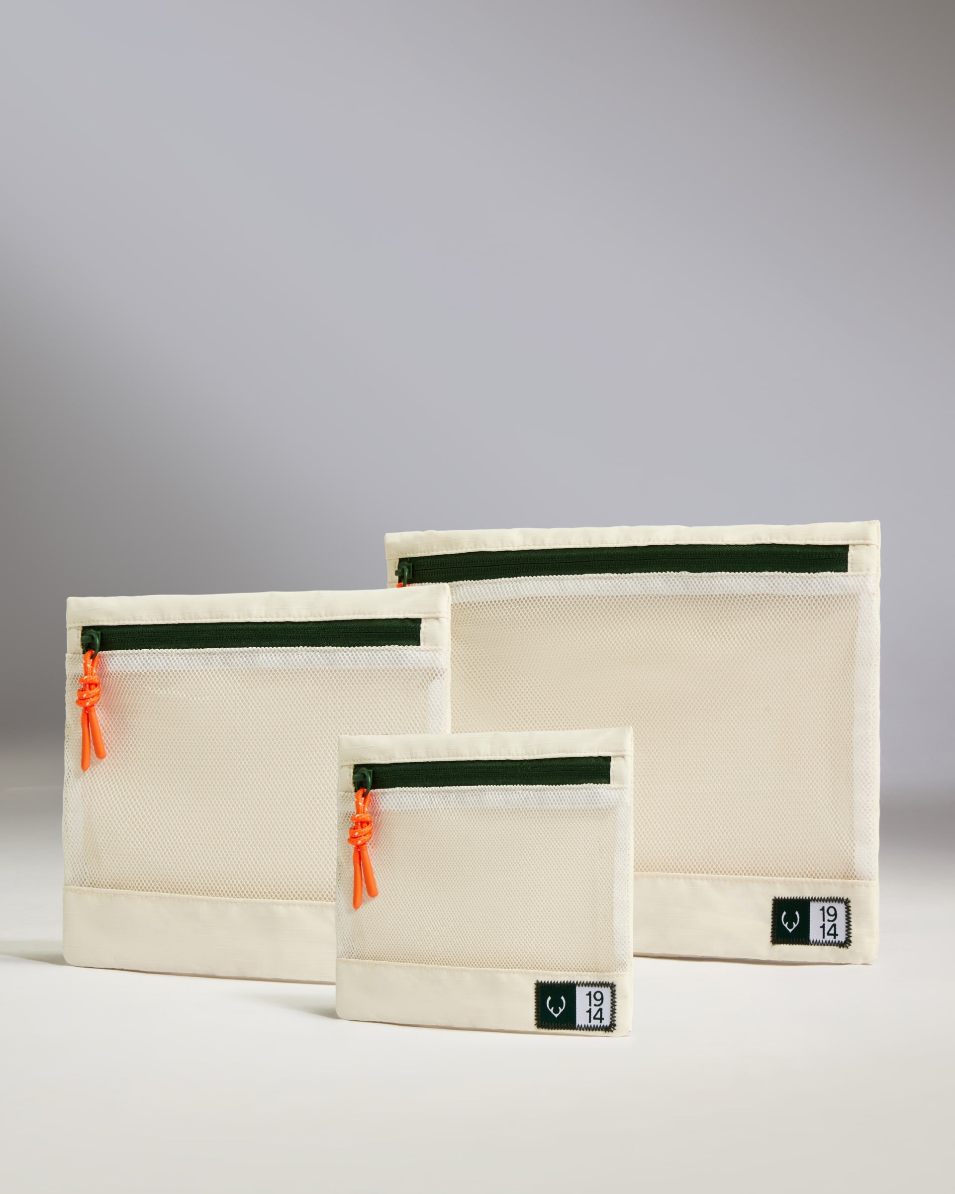 Image of Essential Travel Pouches in Stone - Set of 3