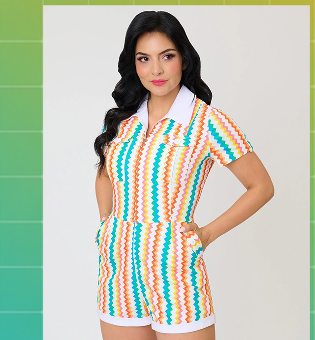 Unique Vintage Rainbow Zigzag Stripe Mia Romper