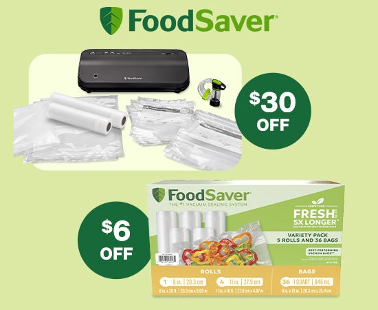FoodSaver Machine and Bags $6-$30 off