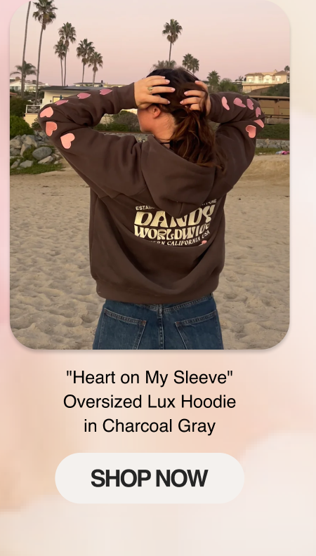 "Heart on My Sleeve" Oversized Lux Hoodie in Charcoal Gray