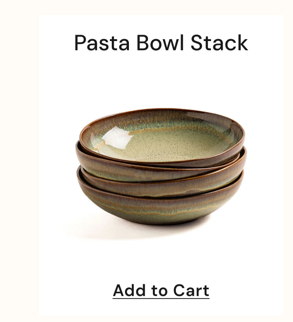 Stack of three green pasta bowls with a glossy finish.
