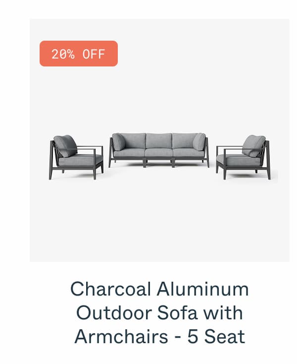 Charcoal Aluminum Outdoor Sofa with Armchairs - 5 Seat
