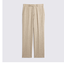 Oatmeal Flannel Wide Leg Trousers
