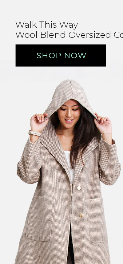Walk This Way Wool Blend Oversized Coat - Beige