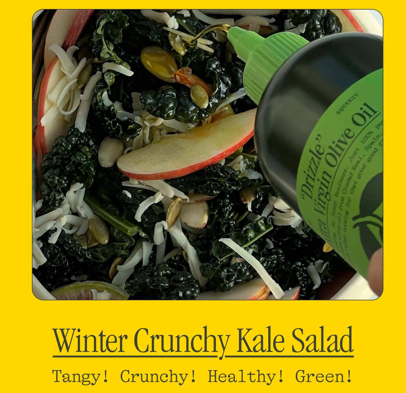 Winter Crunchy Kale Salad Tangy! Crunchy! Healthy! Green!