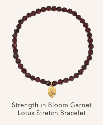 Strength in Bloom Garnet Lotus Stretch Bracelet