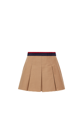 Cotton Gabardine Pleated Mini Skirt