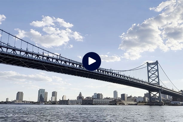 The Benjamin Franklin Bridge over the Delaware River.