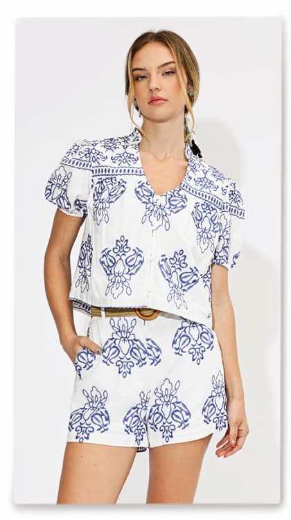 Caitlin Embroidered Short Sleeves Top