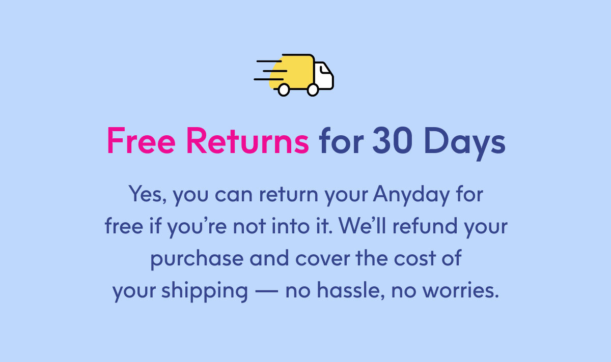 Free returns for 30 days
