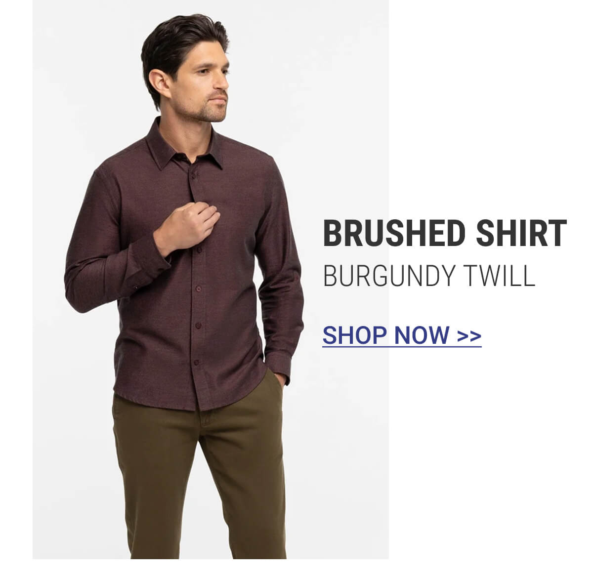 Burgundy Twill Brushed Shirt