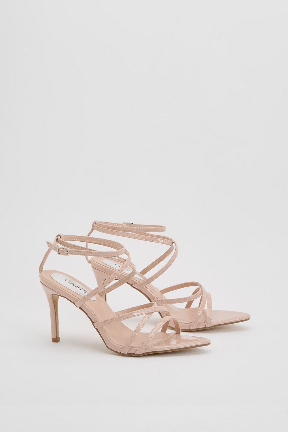 Helena Faux Patent Leather Strappy High Stiletto Heeled Sandals