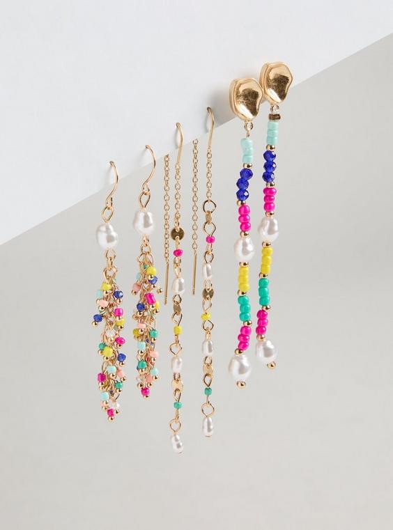 Beaded Linear Earring Set