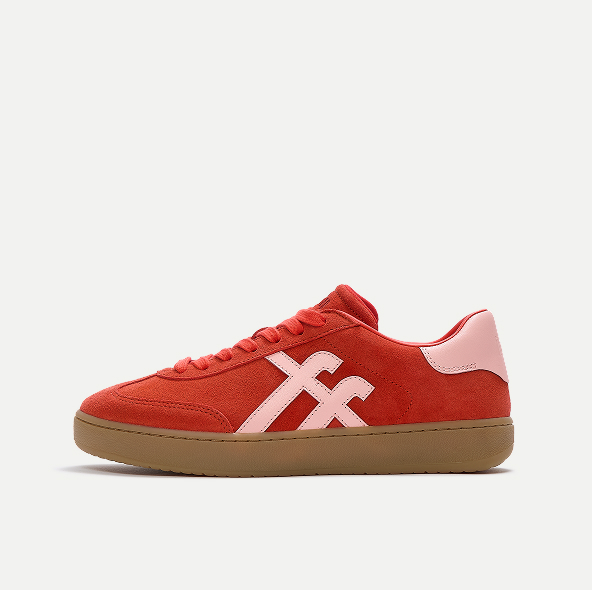  Red/Pink THE DASH T-Toe Suede Trainers
