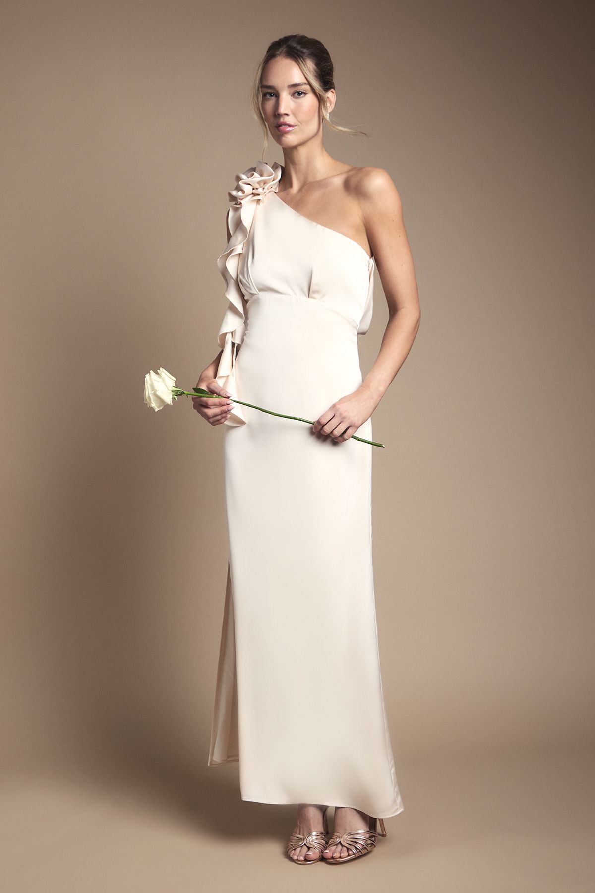 Oasis By Coast Corsage One Shoulder Maxi Bridesmaid Dress