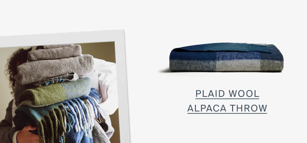 Plaid wool alpaca throw