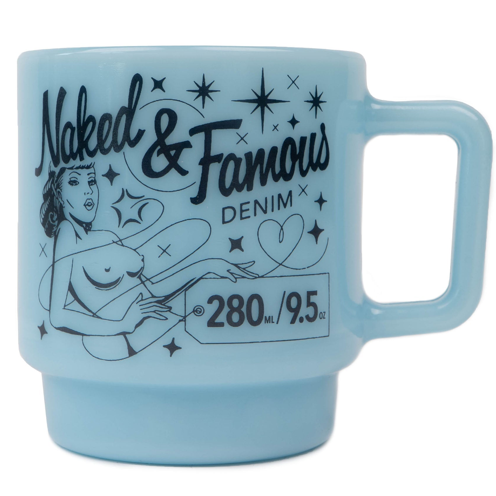 Milk Glass Stackable Mug - Blue