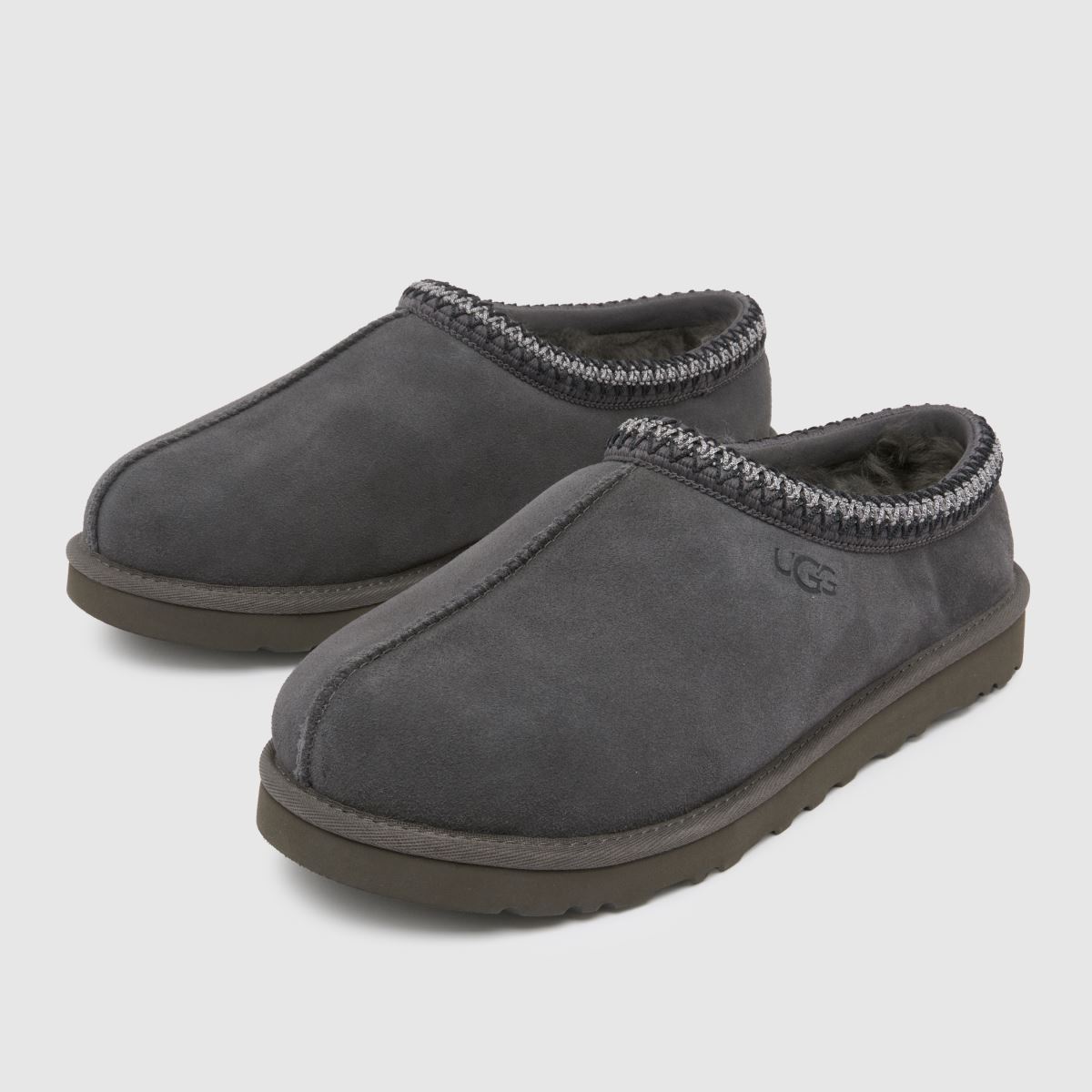 A pair of grey UGG slippers