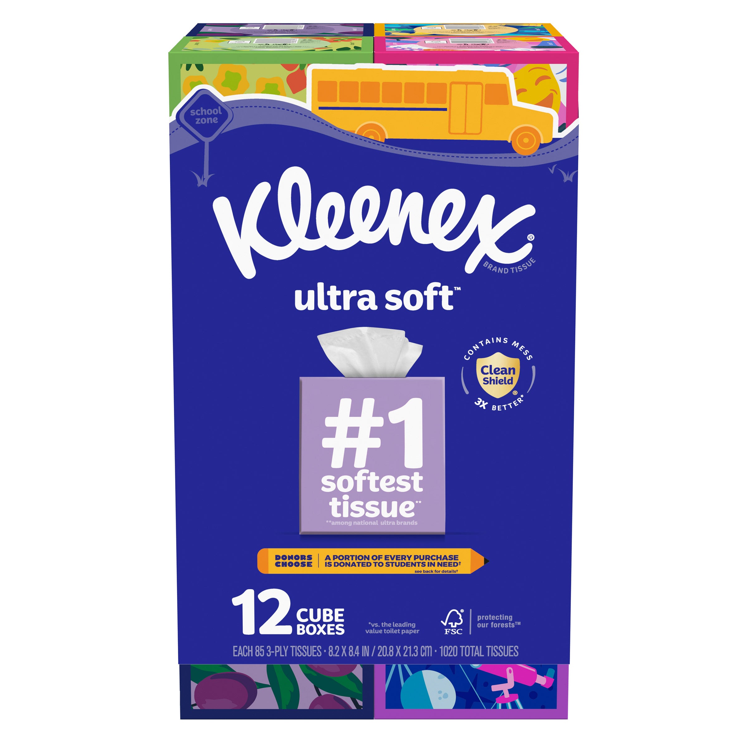Kleenex Ultra Soft Facial Tissue, 3-Ply, 85-Count, 12-Pack