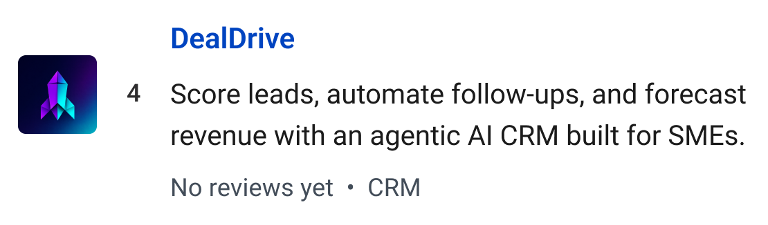 DealDrive: Score leads, automate follow-ups, and forecast revenue with an agentic AI CRM built for SMEs.