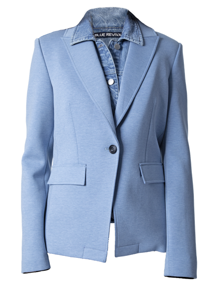 Helen Blazer With Removable Denim Insert- Heather Blue