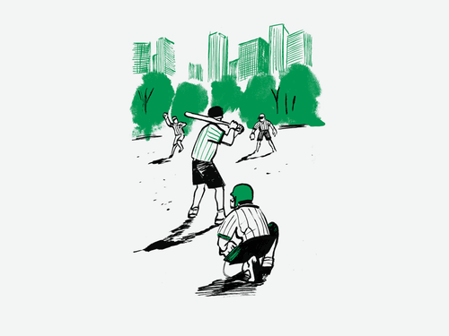 People playing baseball.