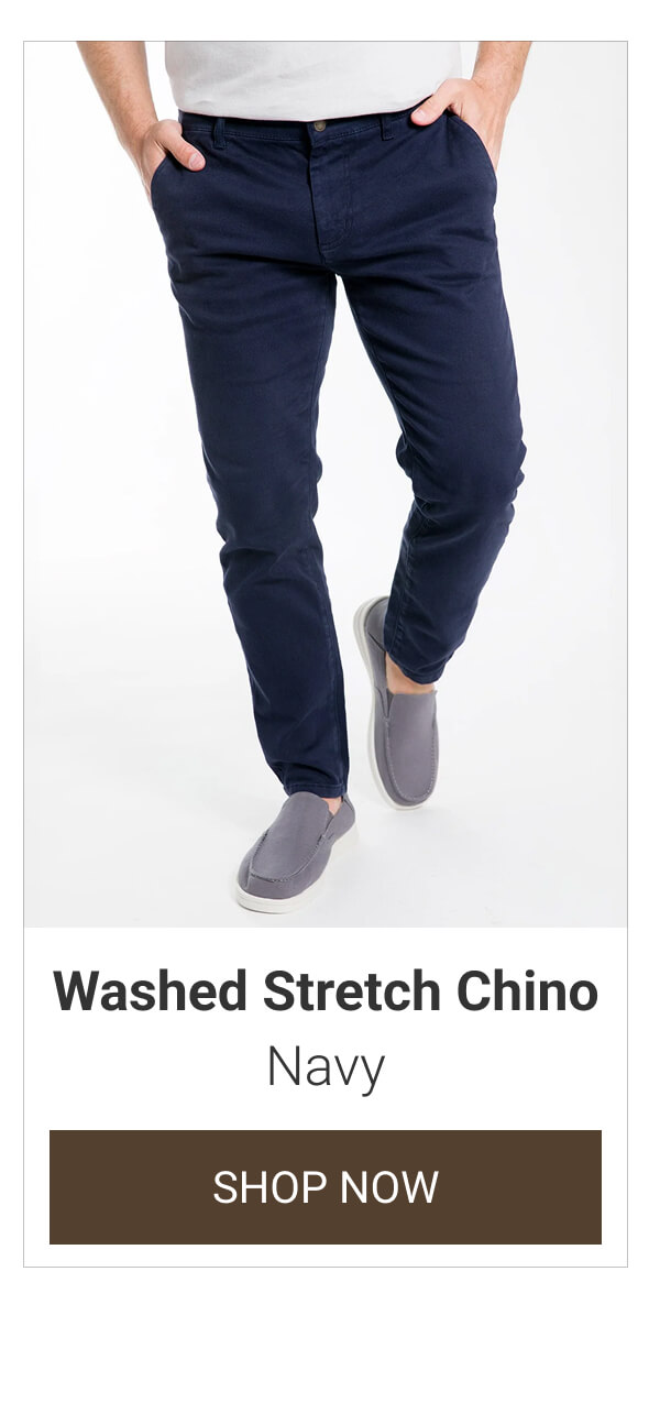 Navy Washed Stretch Chino