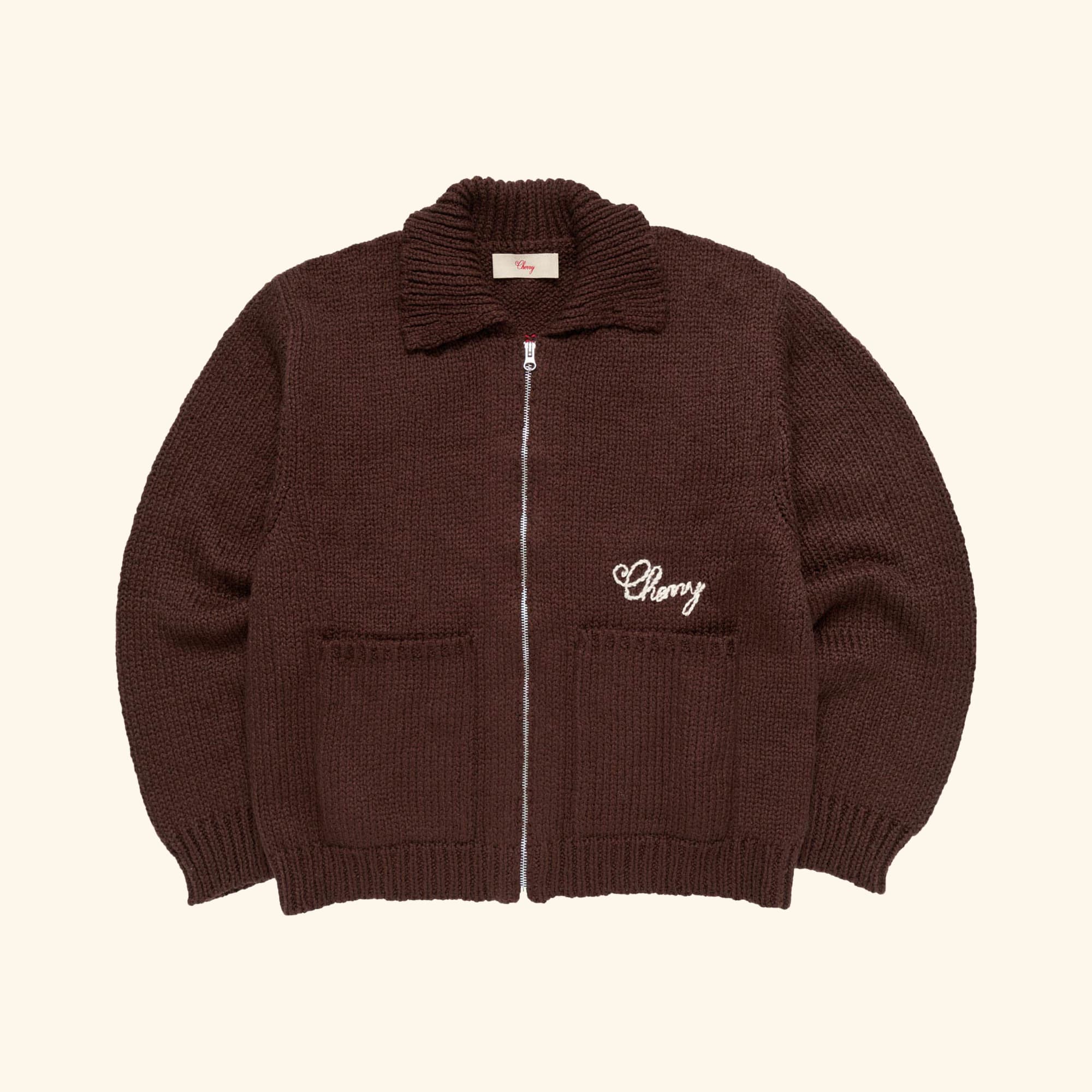 Image of 1 Star Cotton Knit Zip Jacket (Chocolate)