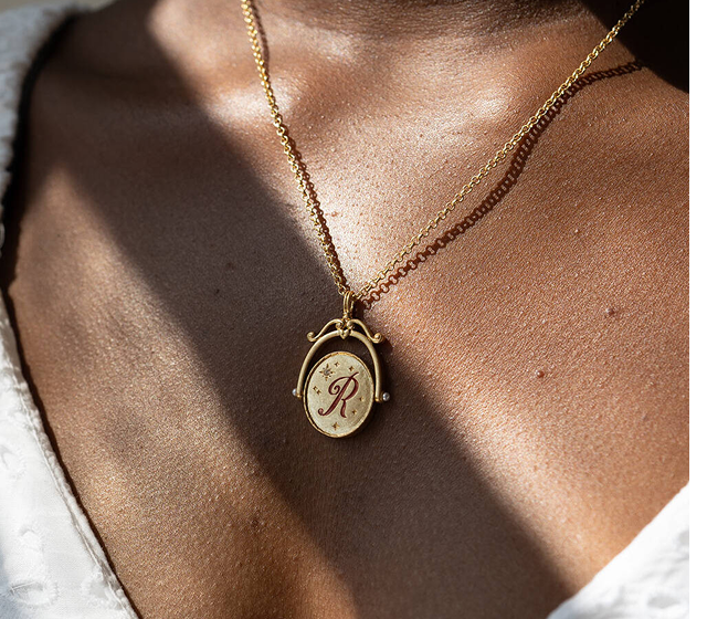 Initial Gold Spinner Necklace