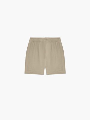 Womens DNA Linen Mid Length Shorts—cliff beige