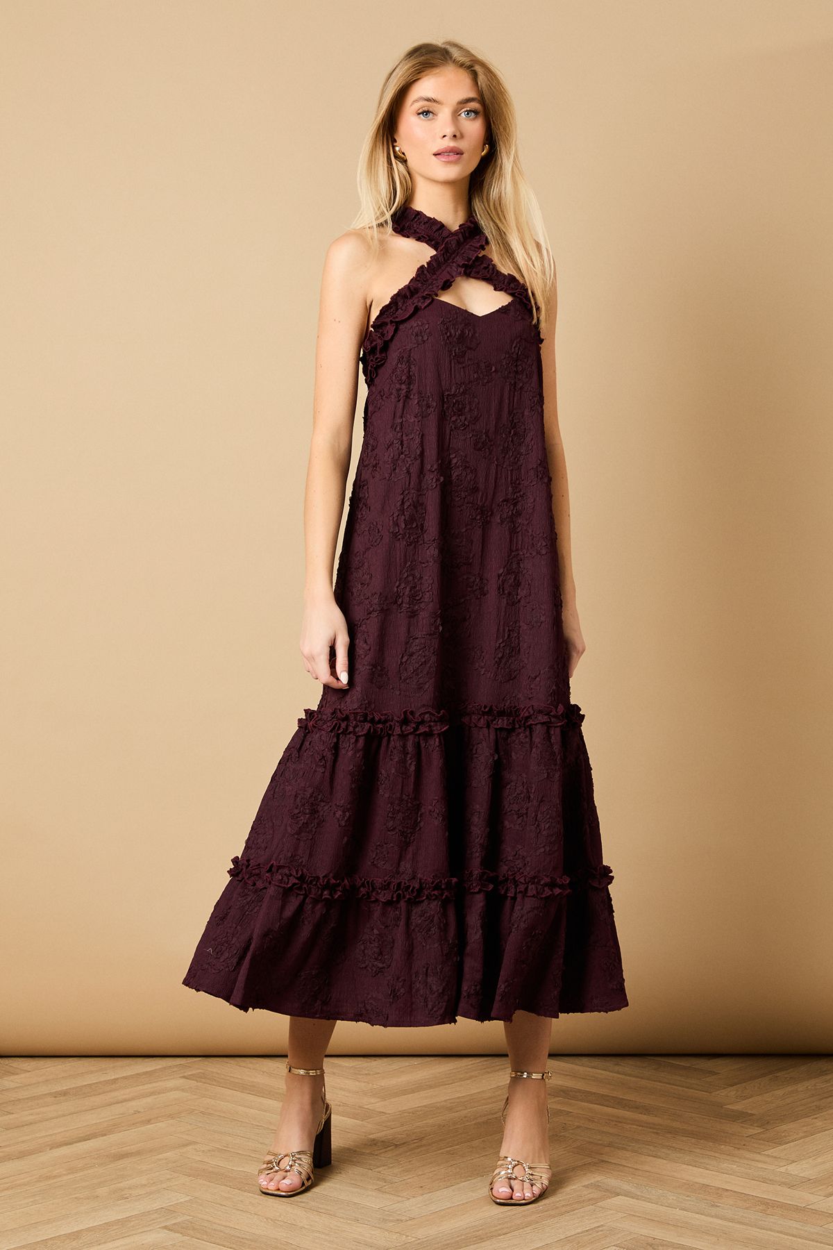 Petite Floral Ruffle Detail Tiered Maxi Dress