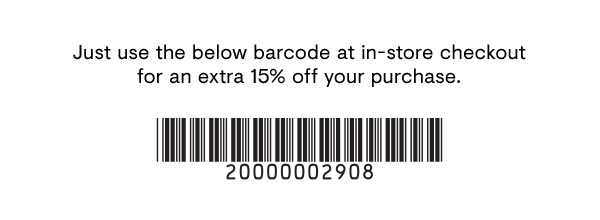 Extra 15% off Barcode