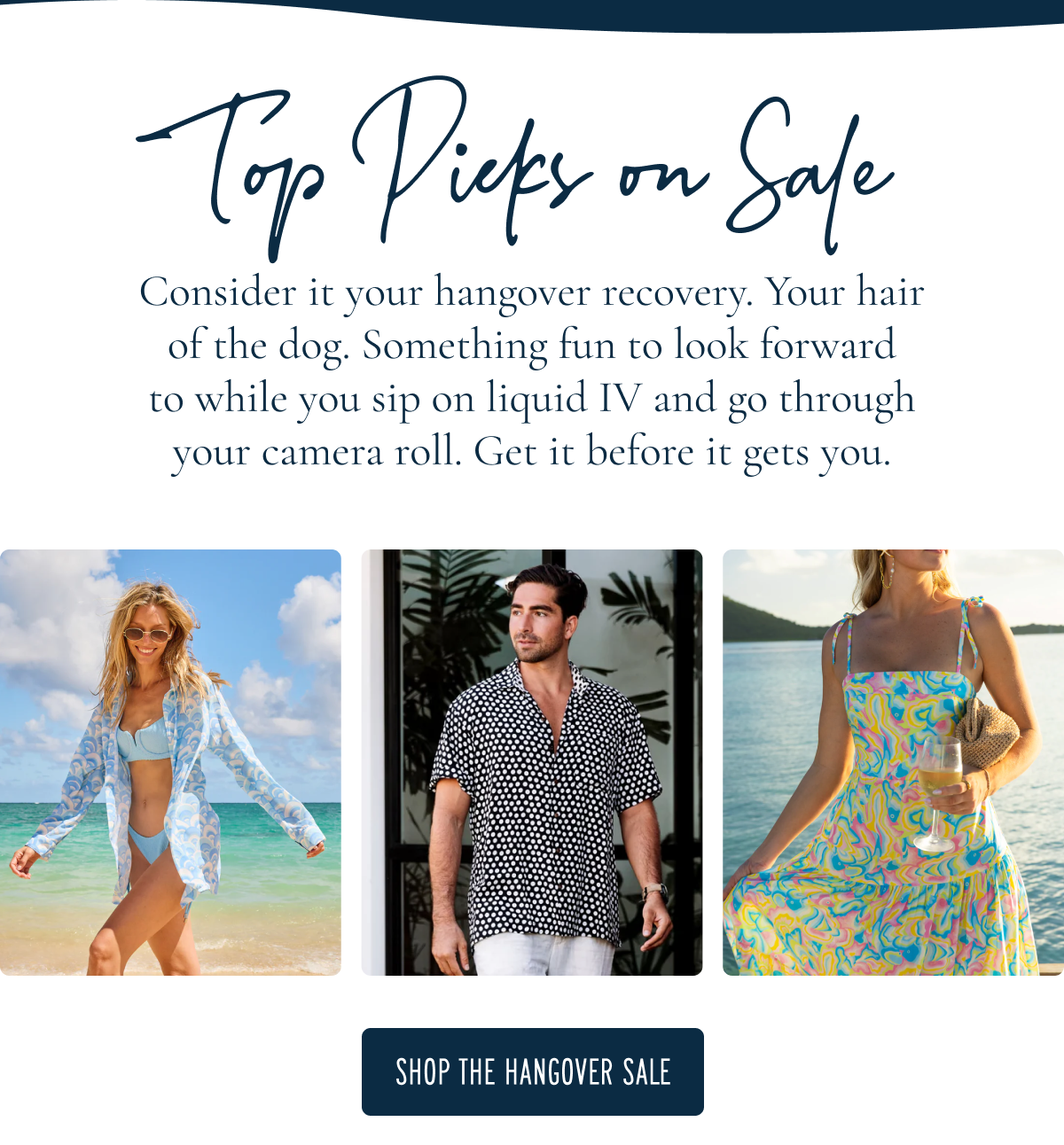 Up to 75% off is about to sail away | Final inventory, rotating styles and end-of year favorites heading our with 2025. Cheers to the year ahead and one last island escape [Shop the Sale]