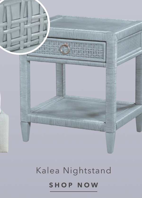 Kalea Coastal Beach Blue Woven Rattan Nightstand