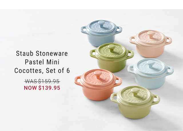 Staub Stoneware Pastel Mini Cocottes, Set of 6 - WAS $159.95 - NOW $139.95