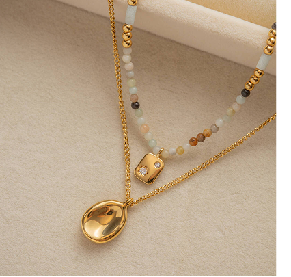 18ct Gold Plated Bar Pendant Necklace Set – Minimal Layered Gold Jewellery Mother Day Gift