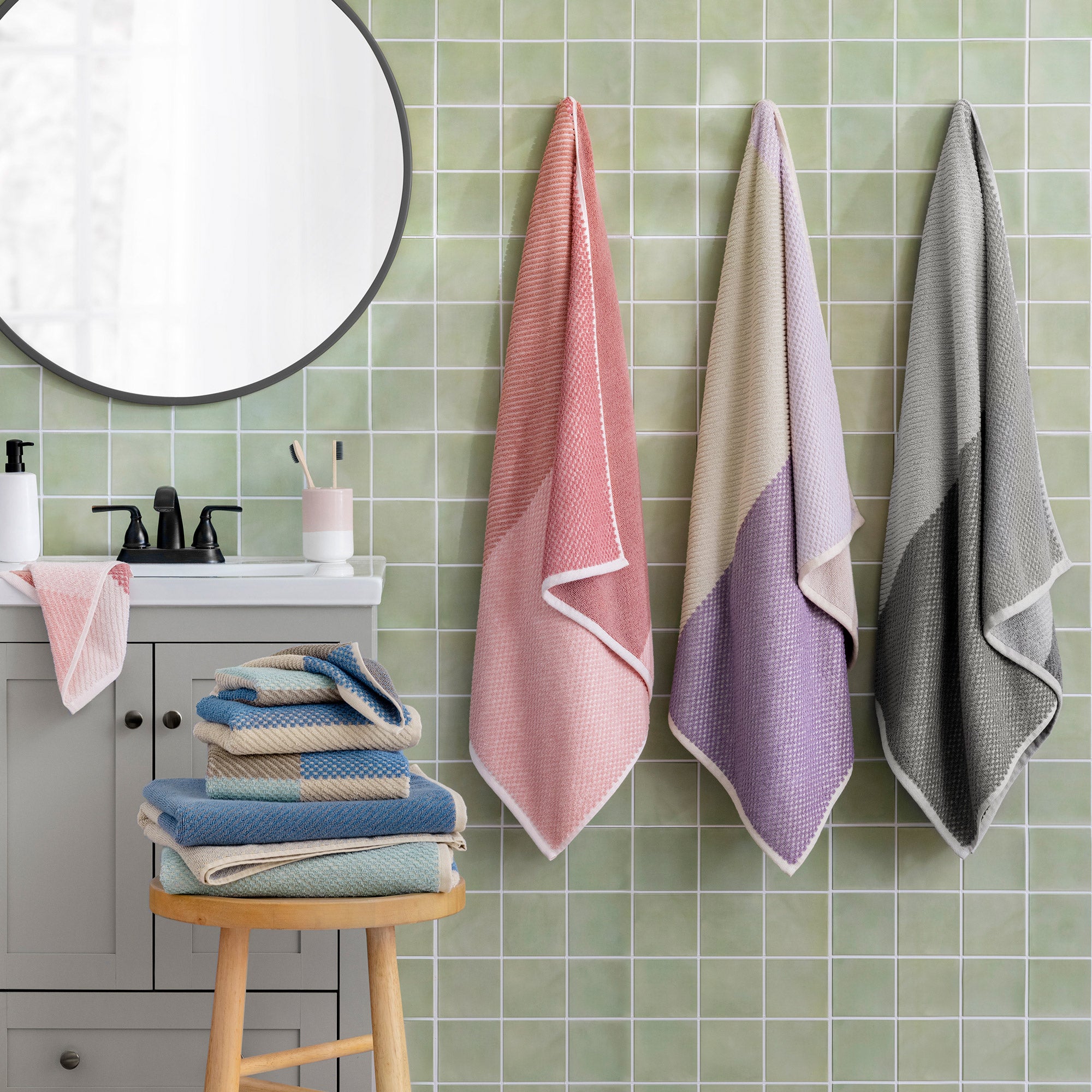WelHome Colorblock Bath Towel 6-Piece Set