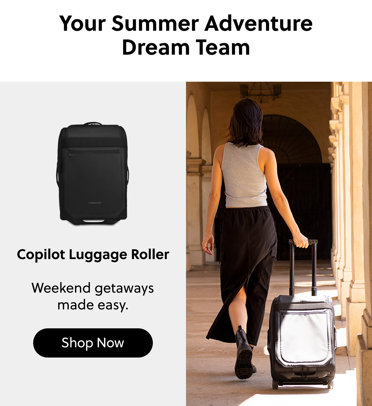 Your Summer Adventure Dream Team Copilot Luggage Roller  Weekend getaways made easy.