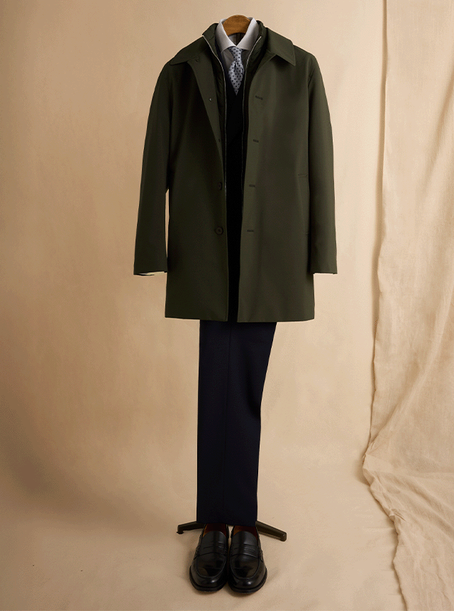 Dark Khaki Raincoat With Removable Insert