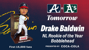 March 31: Drake Baldwin ROY Bobblehead Giveaway