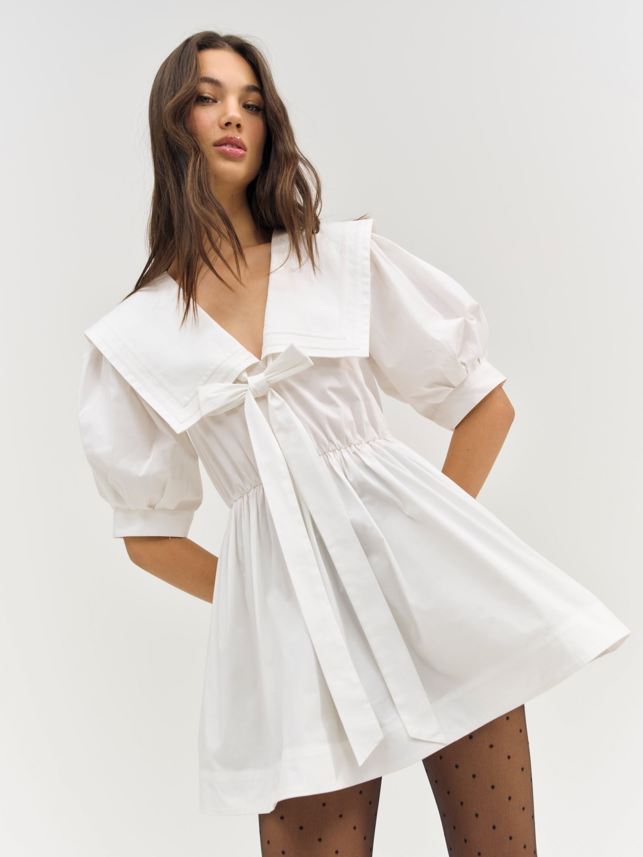 Image of Helena Poplin Puff Sleeve Mini Dress