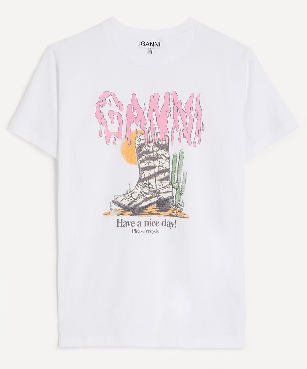 Ganni Western Boot Print T-Shirt