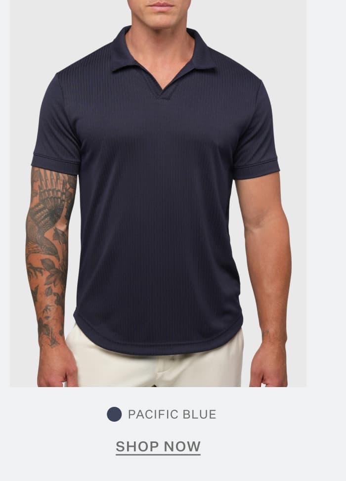 SoHo Ribbed Polo in Pacific Blue
