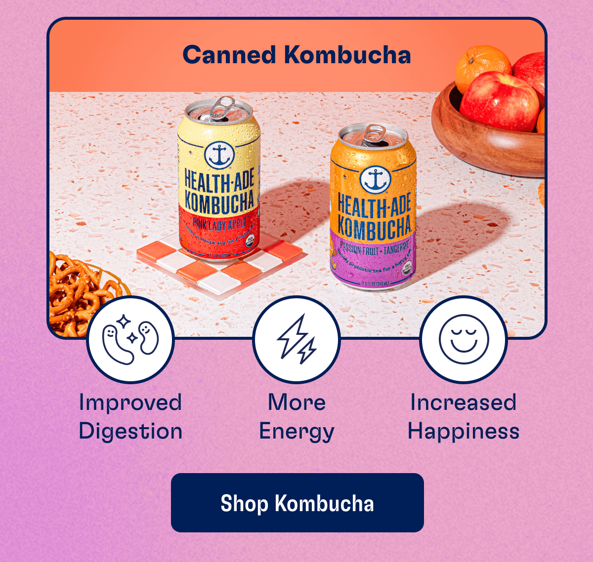 Canned Kombucha: - Improved Digestion - More Energy - Increased Happiness | Shop Kombucha