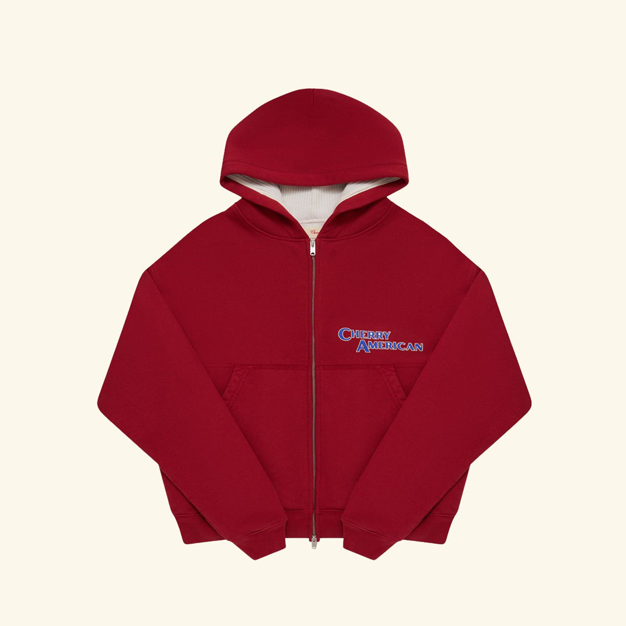Image of Thermal Zip Up Hoodie (Sun Faded Red)
