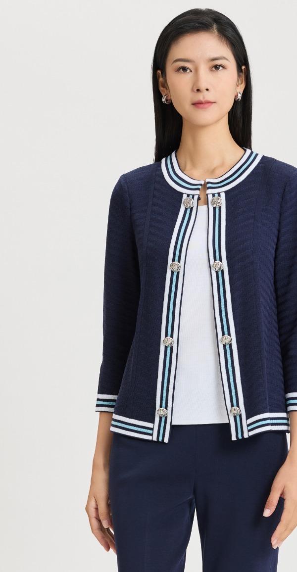 Heritage Tonal Herringbone Knit Jacket