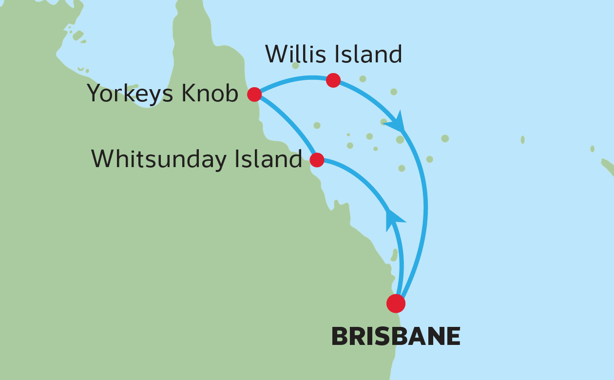 QUEENSLAND & <br>WHITSUNDAYS CRUISE MAP