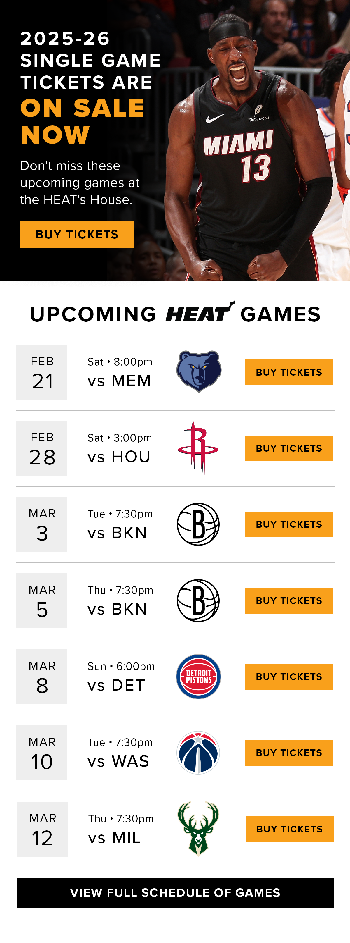 SINGLE-GAME TICKETS ON SALE NOW | BUY TICKETS