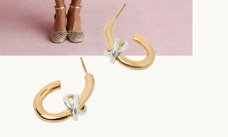 Mixed Metal Knot Hoop Earrings